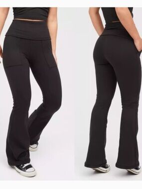 Aerie Offline The Hugger Foldover Flare Hi Rise Leggings Medium